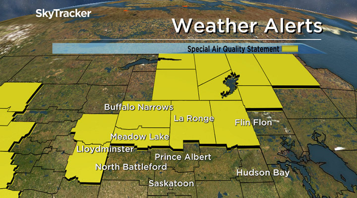 Most of northern Saskatchewan is under an air quality advisory due to wildfire smoke.