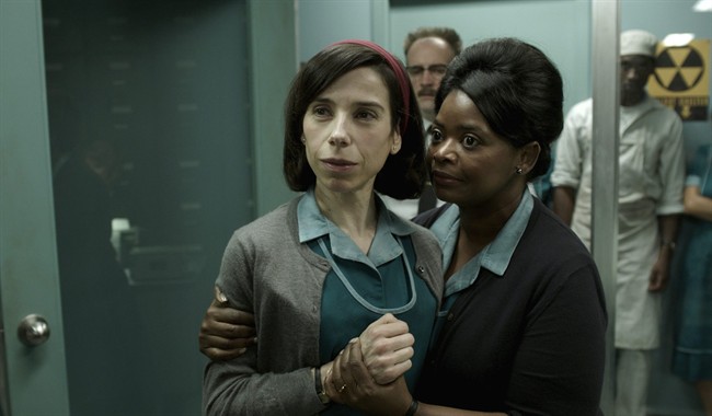 This file image released by Fox Searchlight Pictures shows Sally Hawkins, left, and Octavia Spencer in a scene from "The Shape of Water.".