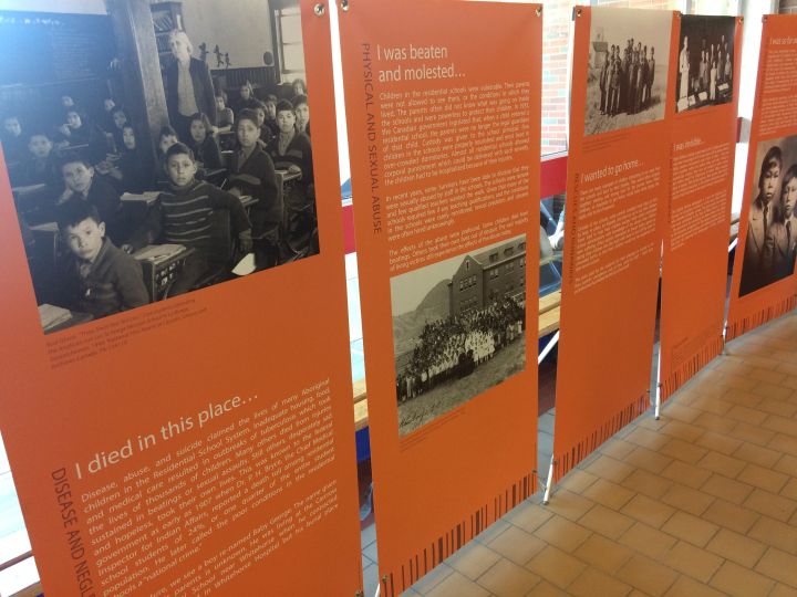 At Edmonton’s W.P. Wagner High School, a display was set up on Friday in the school cafeteria this week to encourage students to learn more about the history of residential schools.