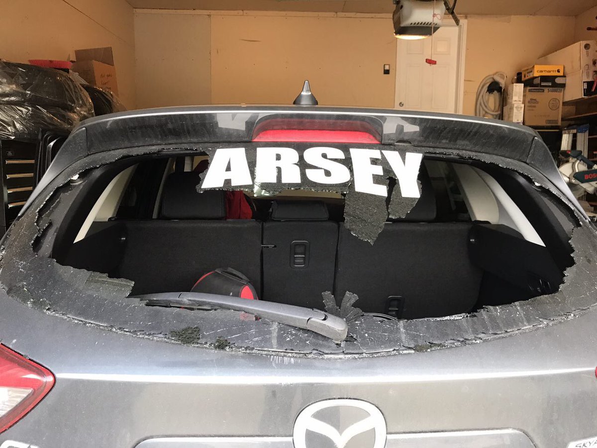 The back window of a car owned by a volunteer for candidate Payman Parseyan was smashed out this past weekend. 