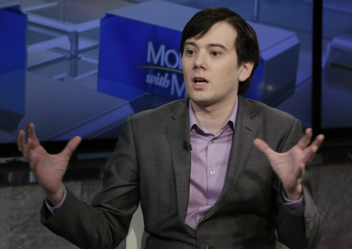 In this Aug. 15, 2017, file photo, former pharmaceutical CEO Martin Shkreli speaks during an interview by Maria Bartiromo during her "Mornings with Maria Bartiromo" program on the Fox Business Network, in New York. 