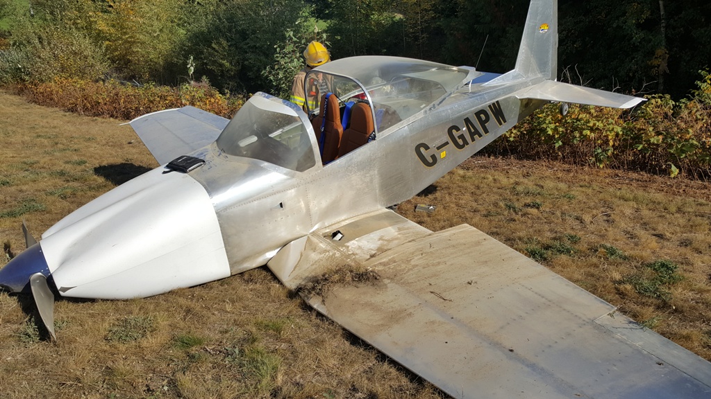 A small plane was damaged when it veered off a runway in Salmon Arm on Friday. 