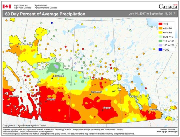It has been so dry in southern Alberta this summer, the values are off the charts.