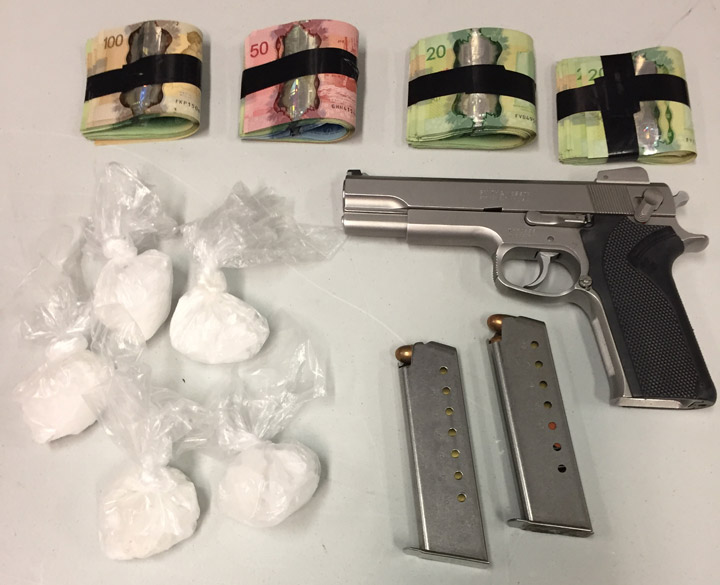 Police seize meth and a .45-calibre handgun in a Prince Albert drug bust.