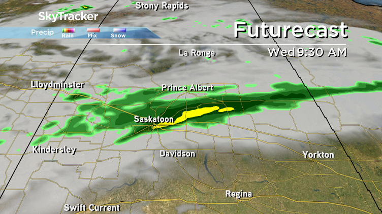 Rain will start the day on Wednesday in Saskatoon.
