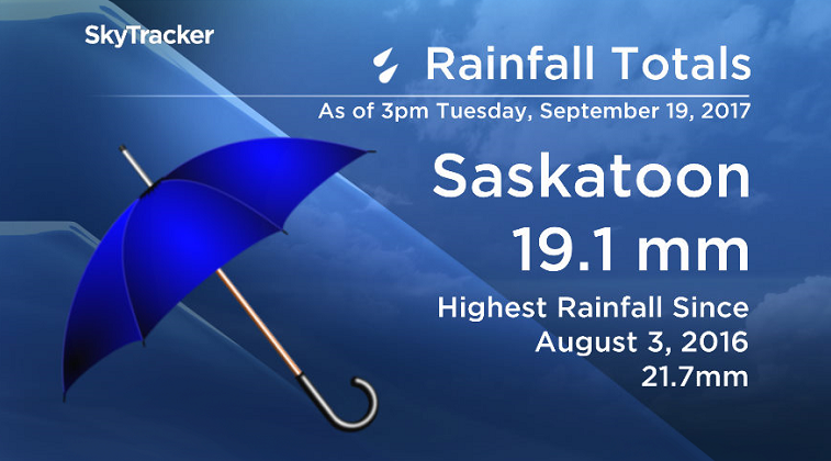 Saskatoon reported more rain at the airport on Tuesday than any other day in over a year.