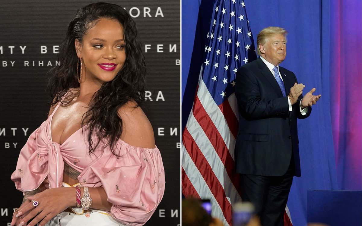 (L-R): Rihanna and Donald Trump.