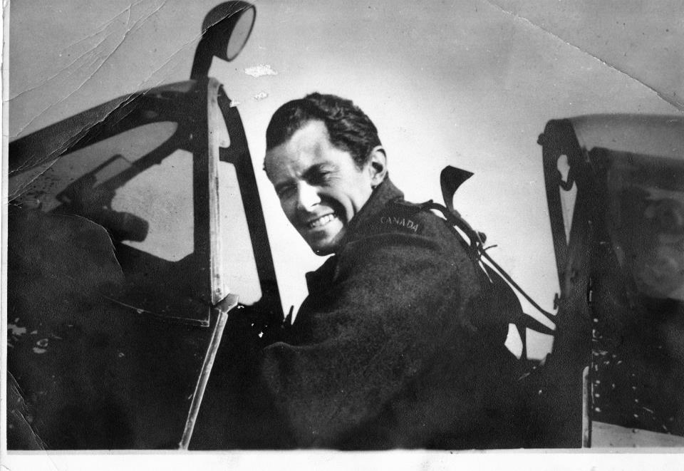 Robert Hyndman sits in the spitfire. Date unknown.