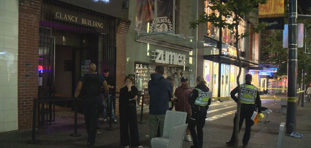 Vancouver's Granville strip was the site of a double stabbing early Saturday morning.


