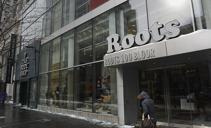 A Roots store pictured in Toronto's Yorkville neighbourhood. 