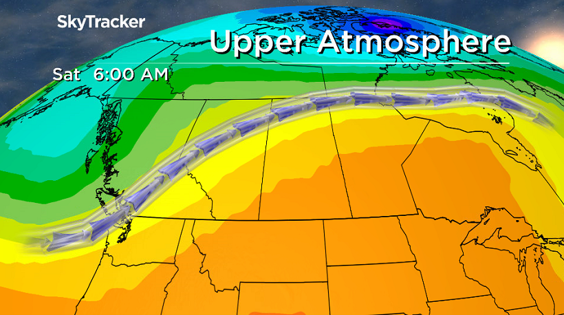 Upper ridge that's brought in the heat and sunshine starts to slide east on Saturday.