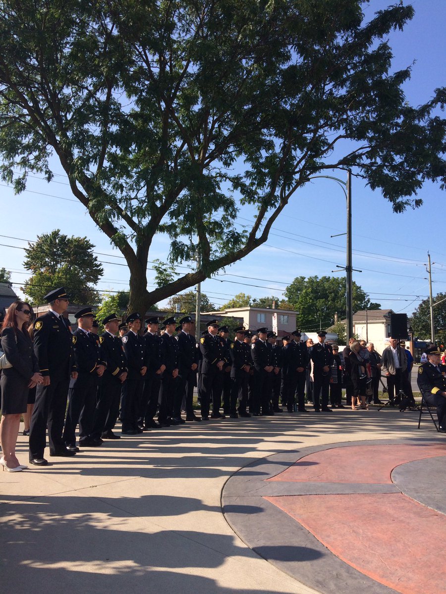 Firefighters attend ceremony at London Fire Station #1 on Horton St. to  commemorate 16th anniversary of 9/11 attack.