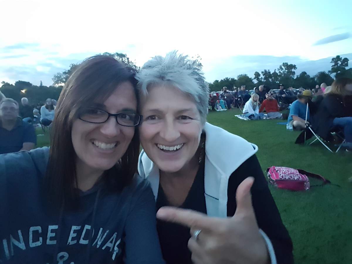 Shauna Sedleski, left, and Susan Doan having fun at Assiniboine Park.