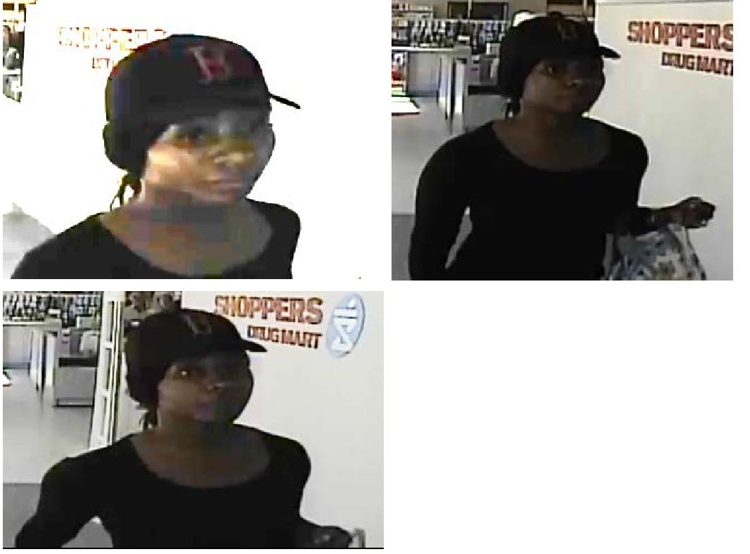 Police say this woman shoplifted nearly $2,000 in items from two Shoppers Drug Mart stores last month.