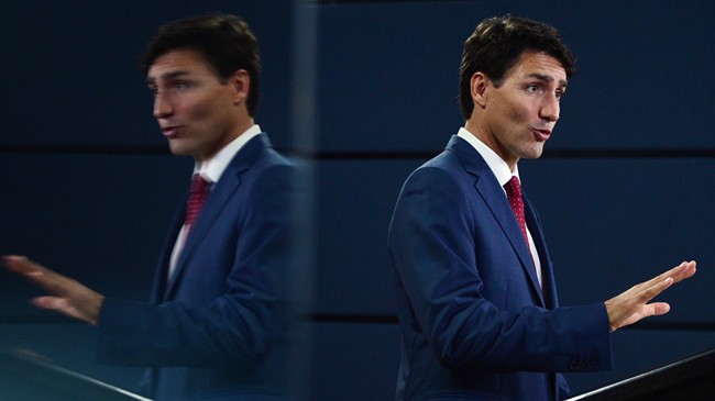 The Prime Minister Justin Trudeau speaks at a news conference in Ottawa.