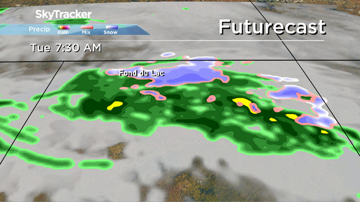 Wet snow is possible into Tuesday morning in parts of northern Saskatchewan as cool air starts to slide into the region.