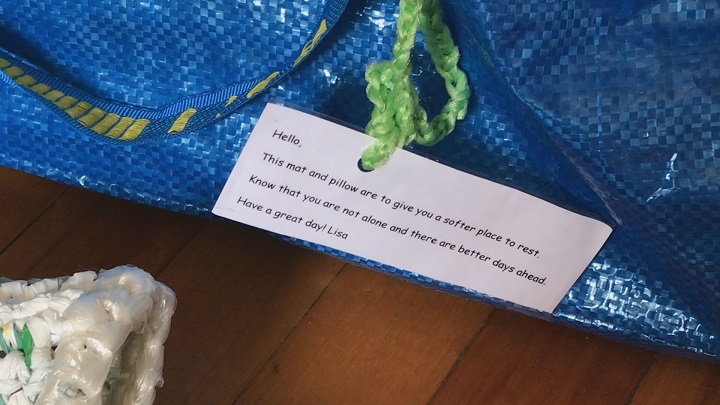 London group uses milk bags to crochet mats for homeless