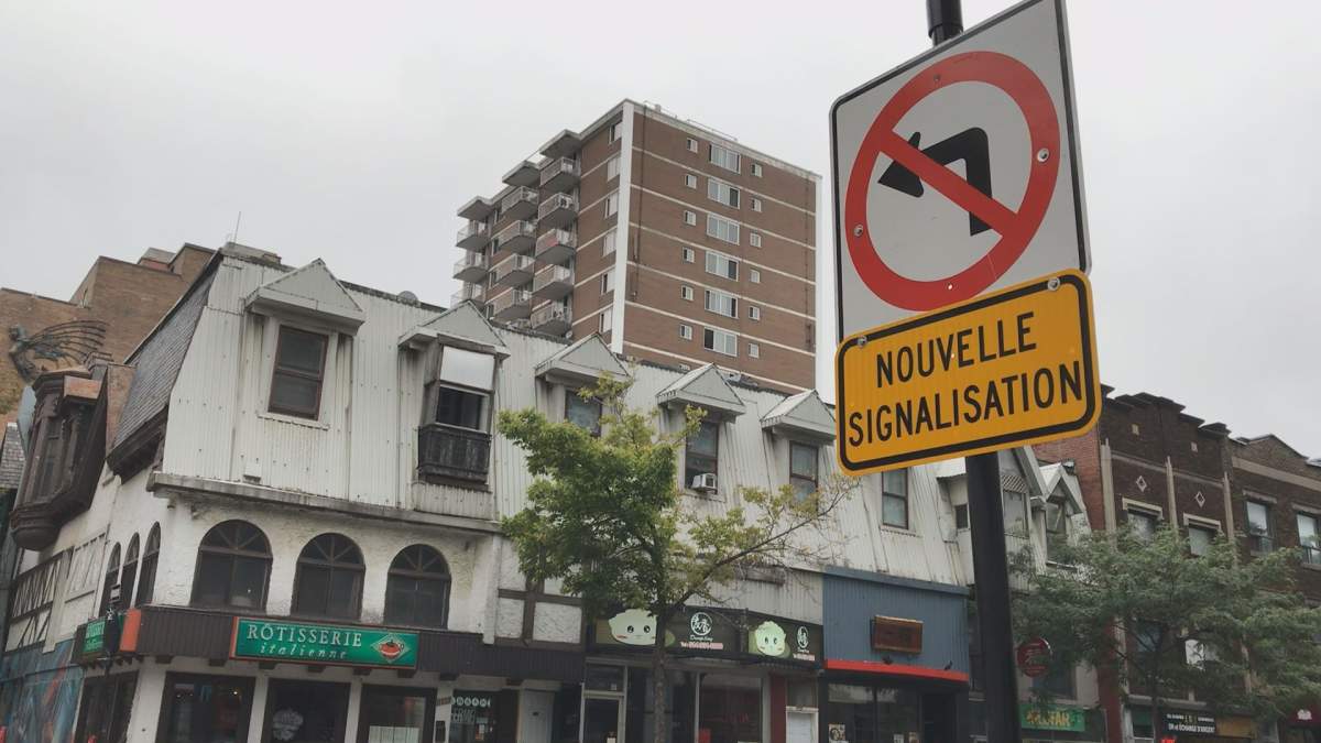 A sign on Sainte-Catherine Sreet., Wednesday, September 20, 2017.