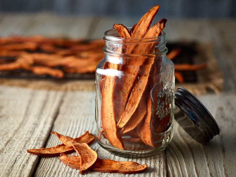 Hungry? Try these organic sweet potato jerky strips.