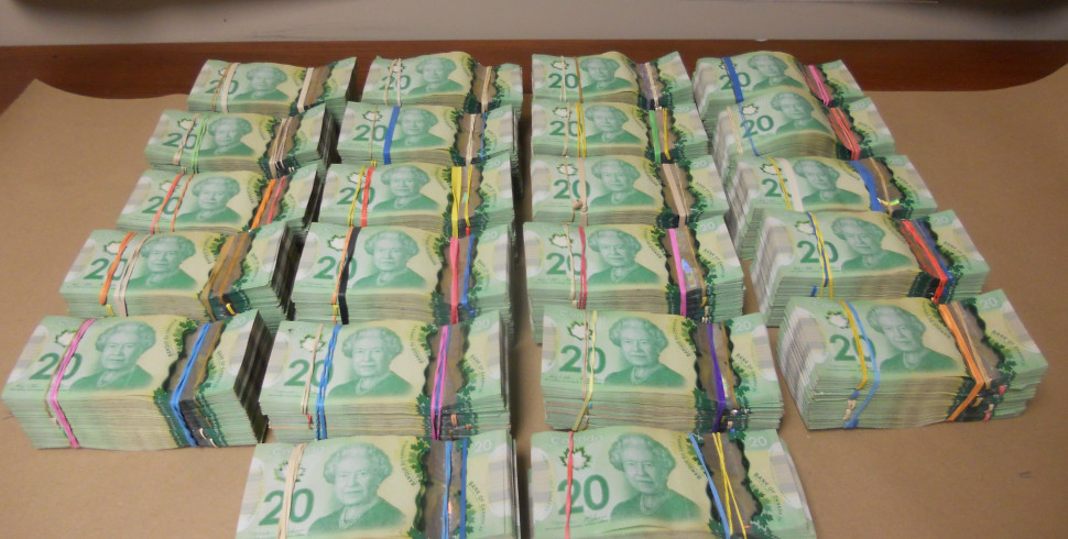 A photo of the cash seized by New Brunswick RCMP officers