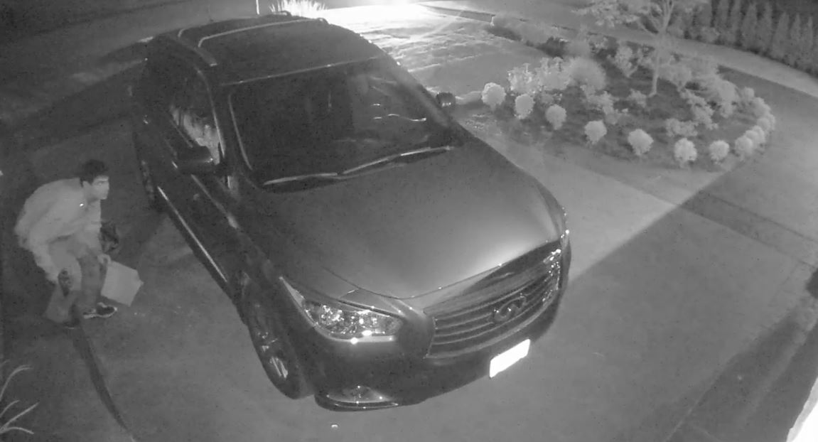  Police are looking for a man who was caught on video outside a Burnaby home.