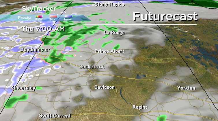 Wet snow is expected to slide into parts of western Saskatchewan Wednesday night into Thursday morning.