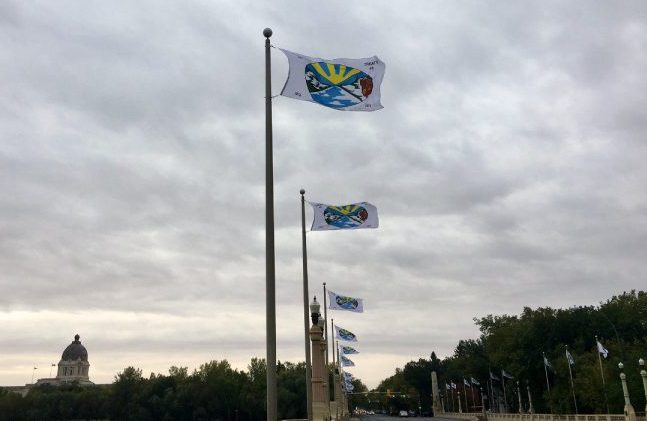 Regina is commemorating the official signing of Treat 4 on September 15, 1874 in Fort Qu’Appelle, Saskatchewan by flying Treaty 4 flags on the Albert Street Bridge.