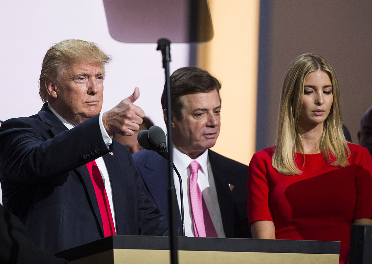 Donald Trump, Paul Manafort and Ivanka Trump do a walk thru at the Republican Convention, July 20, 2016 at the Quicken Loans Arena in Cleveland, Ohio.   