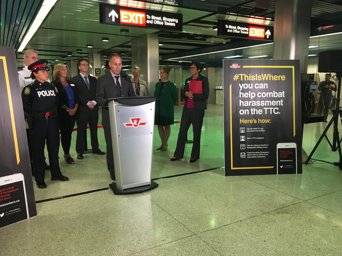 TTC Chair Josh Colle announces a new anti-harassment app and campaign Wednesday.
