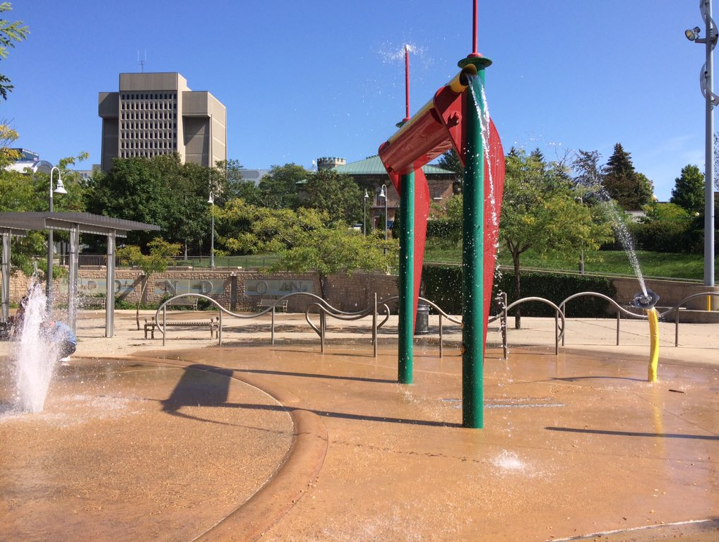 The spray pad at the Forks of the Thames resumed operation on Sept. 22, 2017 amid unusually hot temperatures in London.