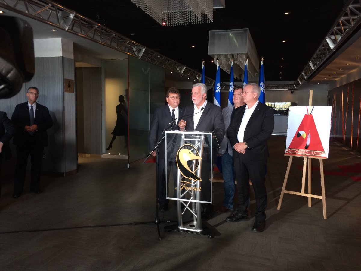 Premier Philippe Couillard at press conference in Val d'Or Friday, September 15, 2017.
