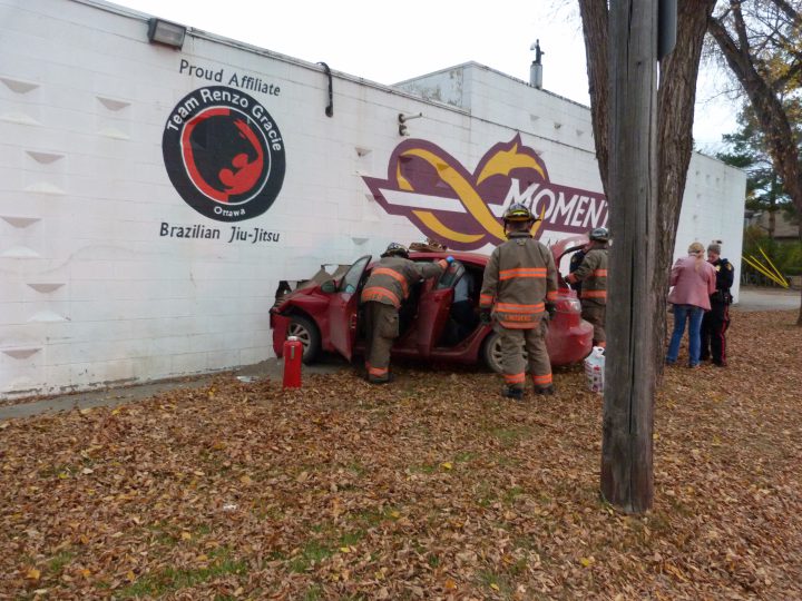 The Saskatoon Fire Department responded to a crash between a car and a building on Oct. 7, 2017.
