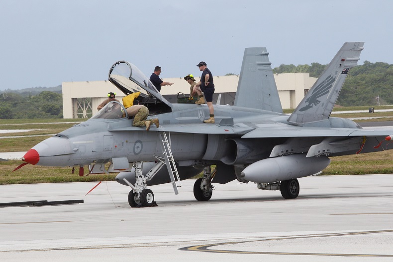 An Australian fighter jet is readied for a training mission at the Cope North military exercises at Andersen Air Force Base on the U.S. island of Guam, Thursday, Feb. 7, 2013. 