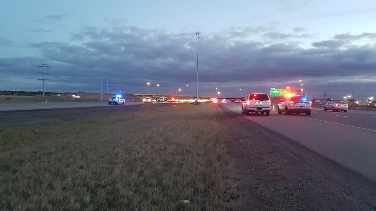 Police on scene at a serious crash off Anthony Henday Drive and Wye Road on Thursday, Oct. 12, 2017.