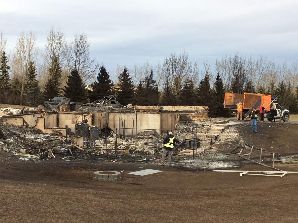 A home in Balzac, Alta. is destroyed by fire on Oct. 17, 2017.