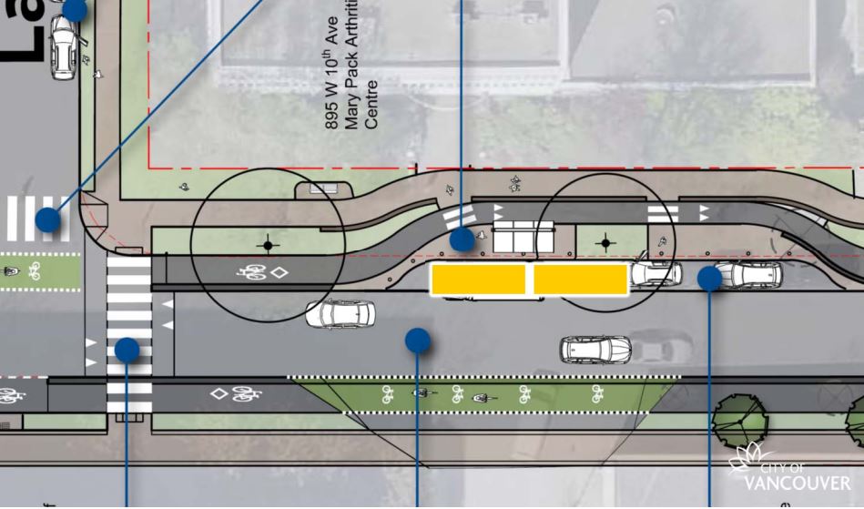 An overhead view of the new 10th Avenue street layout.