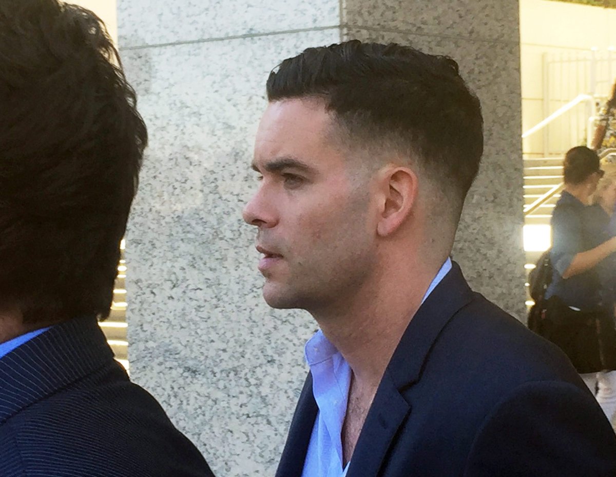 Actor Mark Salling, is pictured outside a courthouse on Friday, June 3, 2016.  On Oct. 4 2017, he pleaded guilty to child pornography charges. 