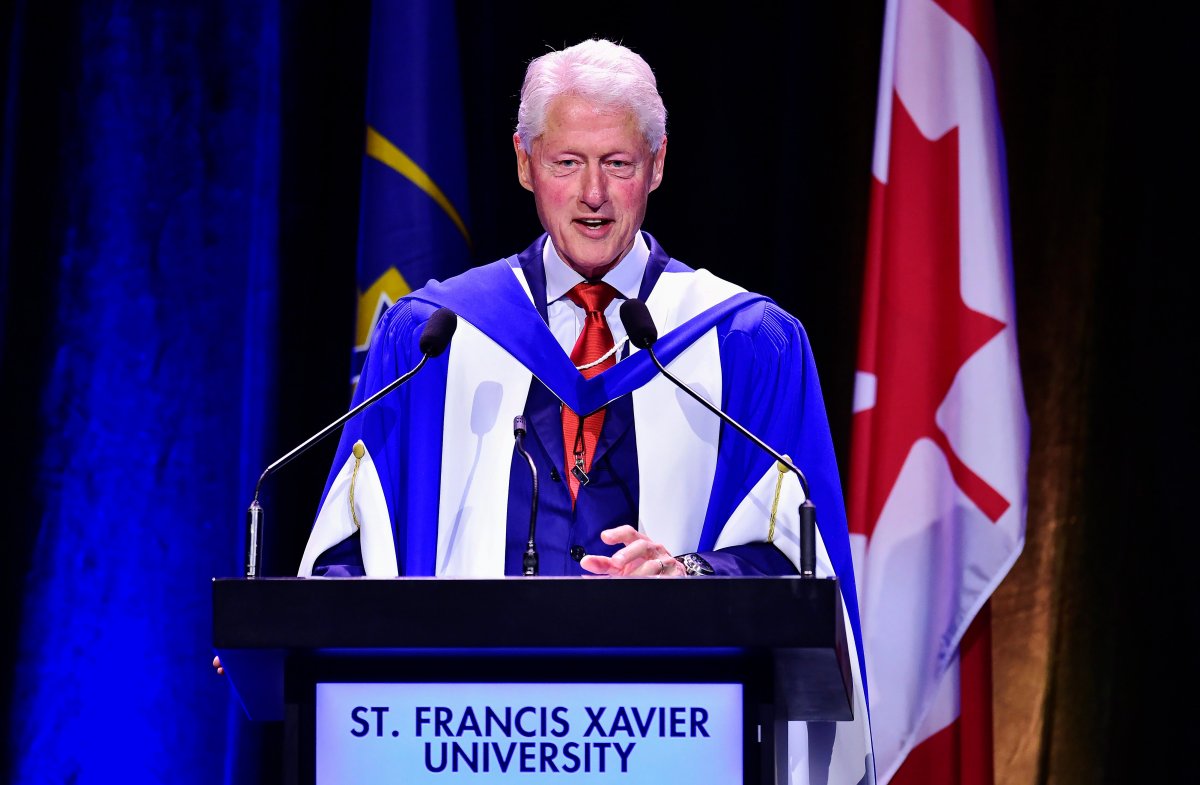 Former U.S. president Bill Clinton speaks in Toronto on Tuesday, October 3, 2017. 