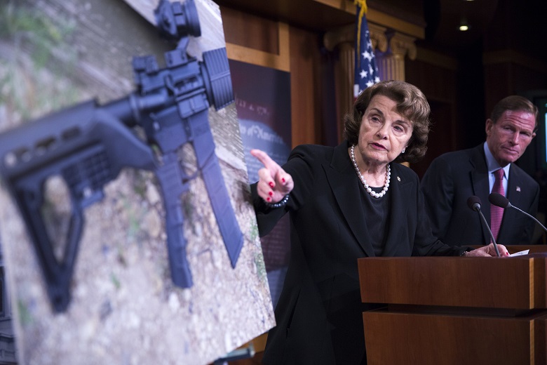 US Sen. Diane Feinstein  delivers remarks on gun control legislation during a press conference in Washington on Oct. 4, 2017.  