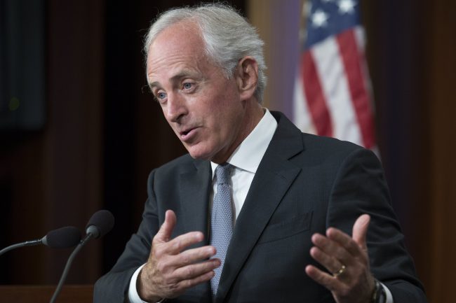 Senator Bob Corker speaks during a news conference on Capitol Hill in Washington, D.C., Sept. 14, 2017.