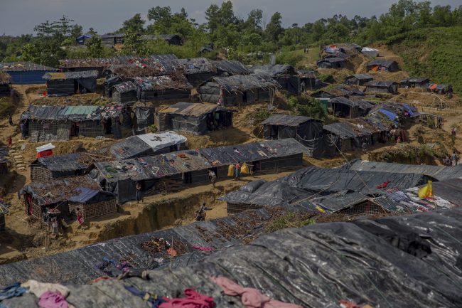 Newly set up tents cover a hillock at the Balukhali refugee camp, Bangladesh, Sept. 26, 2017.
