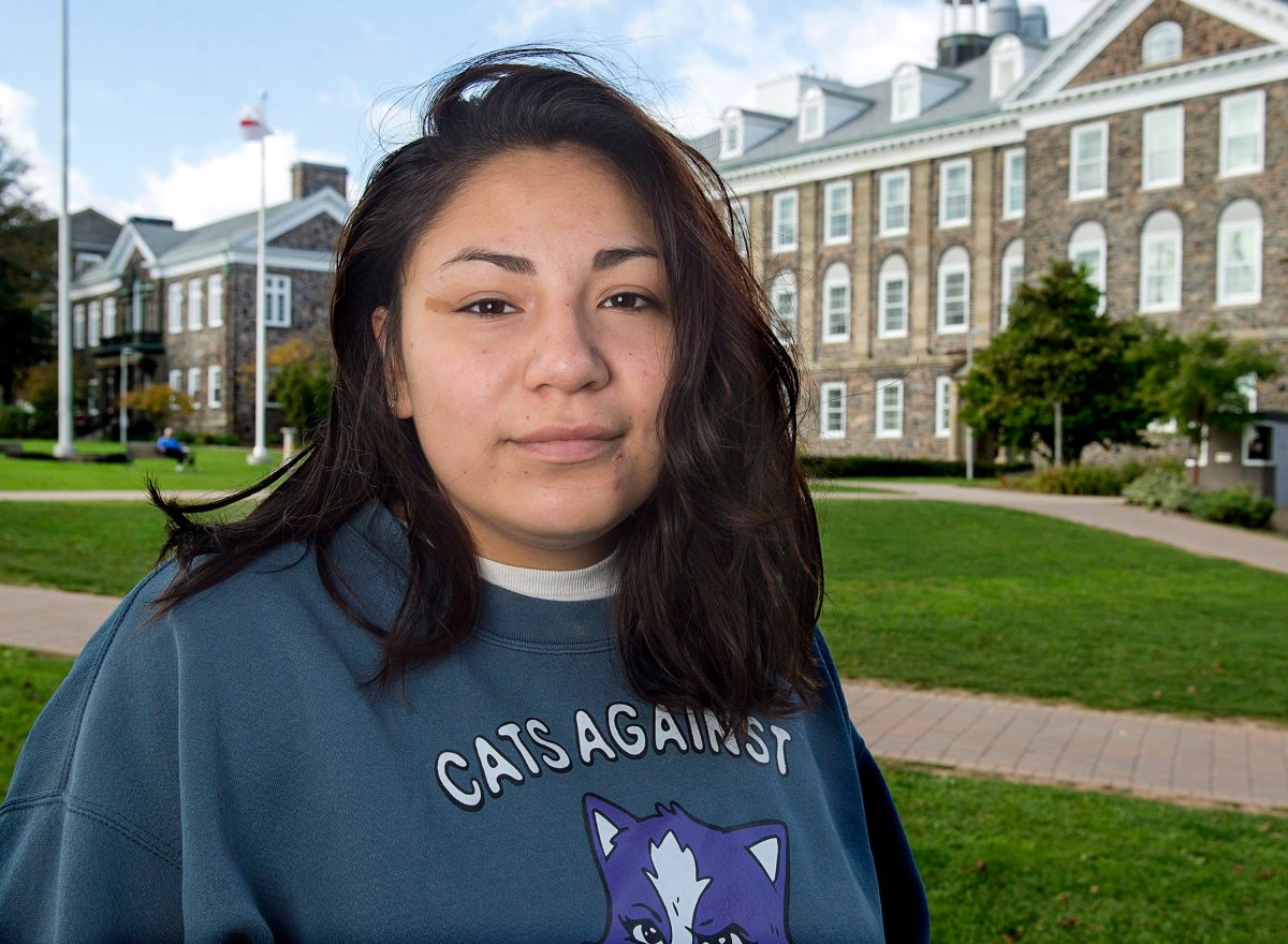 Kati George-Jim, an Indigenous student member of Dalhousie University‚Äôs board of governors, is seen on campus on Tuesday, Oct. 18, 2017. 