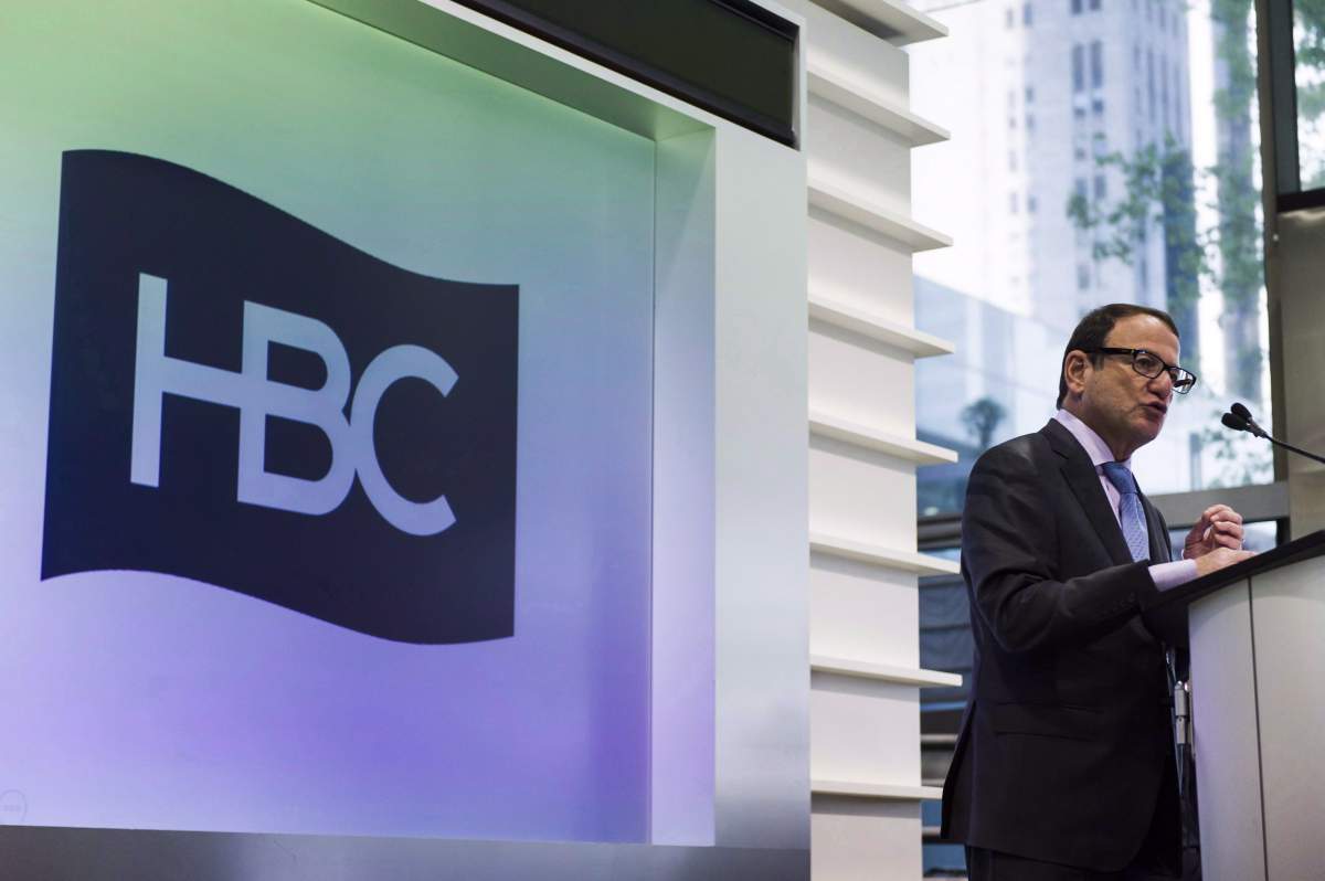 Jerry Storch, CEO of Hudson's Bay Co. addresses the company's shareholders during the annual meeting of its shareholders in Toronto on Friday, June 3, 2016.