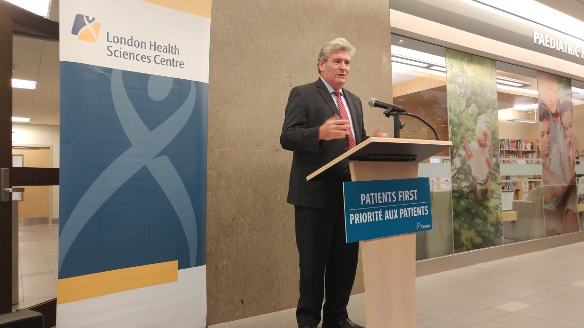 Parliamentary Assistant to the Minister of Health John Fraser at a funding announcement in London on Oct. 26, 2017.