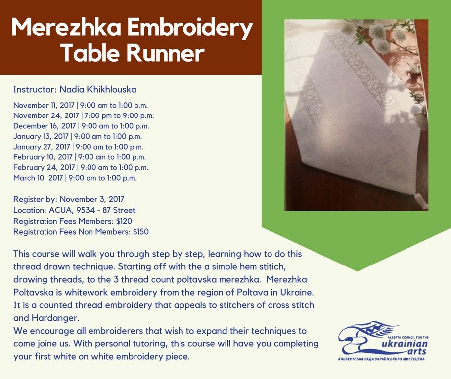 Merezhka Embroidery Table Runner Workshop - image