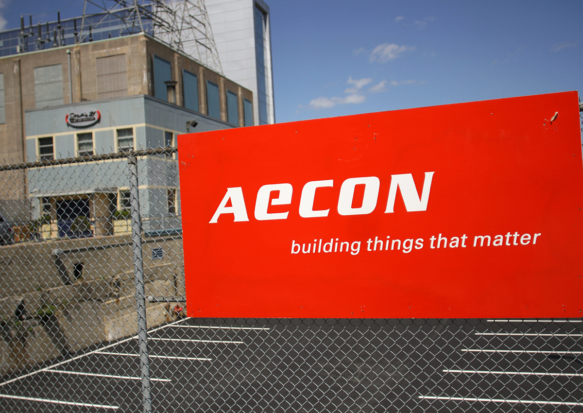 The Aecon construction logo at the Nova Scotia Power headquarters located in Halifax, on  June 11. 2012. 