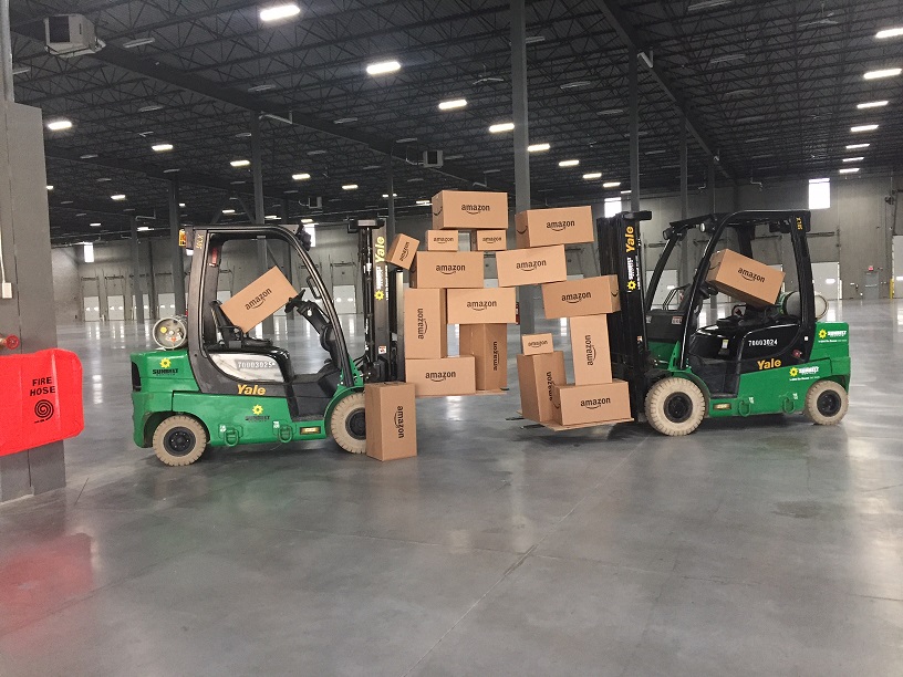 Inside the temporary space a new Amazon warehouse will fill in Rocky View County until a new centre is built nearby.