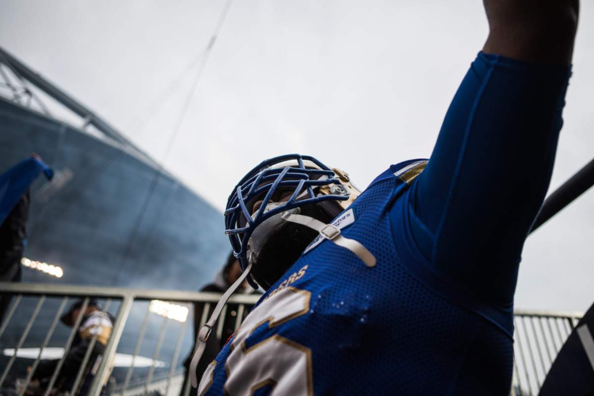 Stanely Bryant 66 – BC Lions @ Winnipeg Blue Bombers, October 14, 2017 – Kyle Thomas Photo