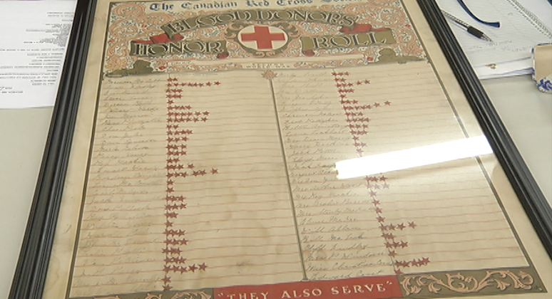 The Red Cross Honor Roll shows many familiar names from the Warkworth area.