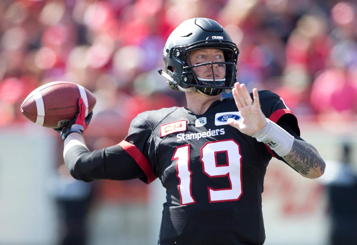 Calgary Stampeders quarterback Bo Levi Mitchell (CFL PHOTO - Larry MacDougal).